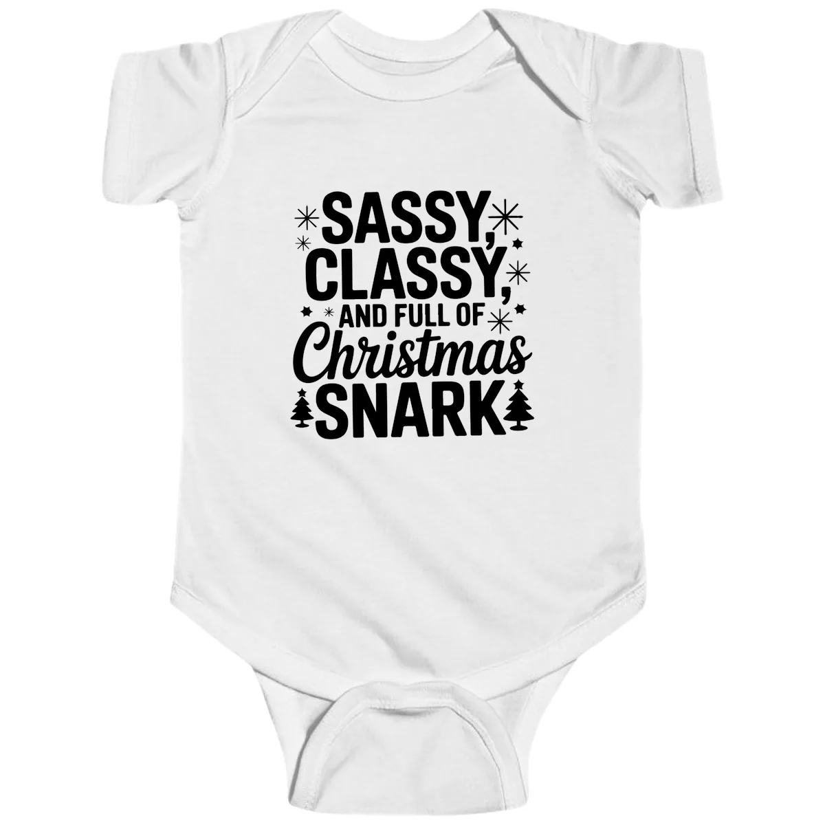 Sassy Classy Christmas Snark Baby Onesie in White